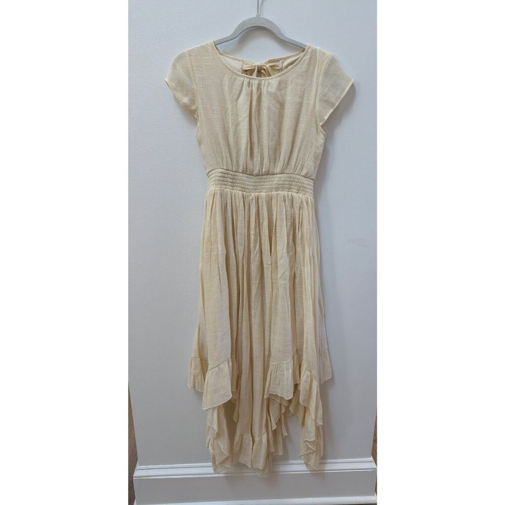 Joyfolie Girls Cream Lace-Back Cap Sleeve Maxi Dress Size 14 Lightweight Cotton